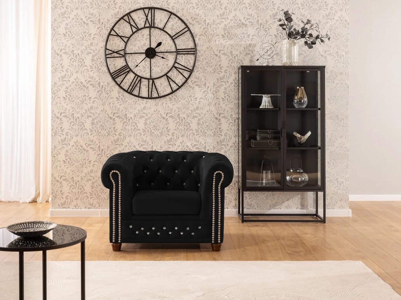 S-Style Möbel Chesterfield-Sessel Cleo Blink Samt Kristallsteppung - Bild 5