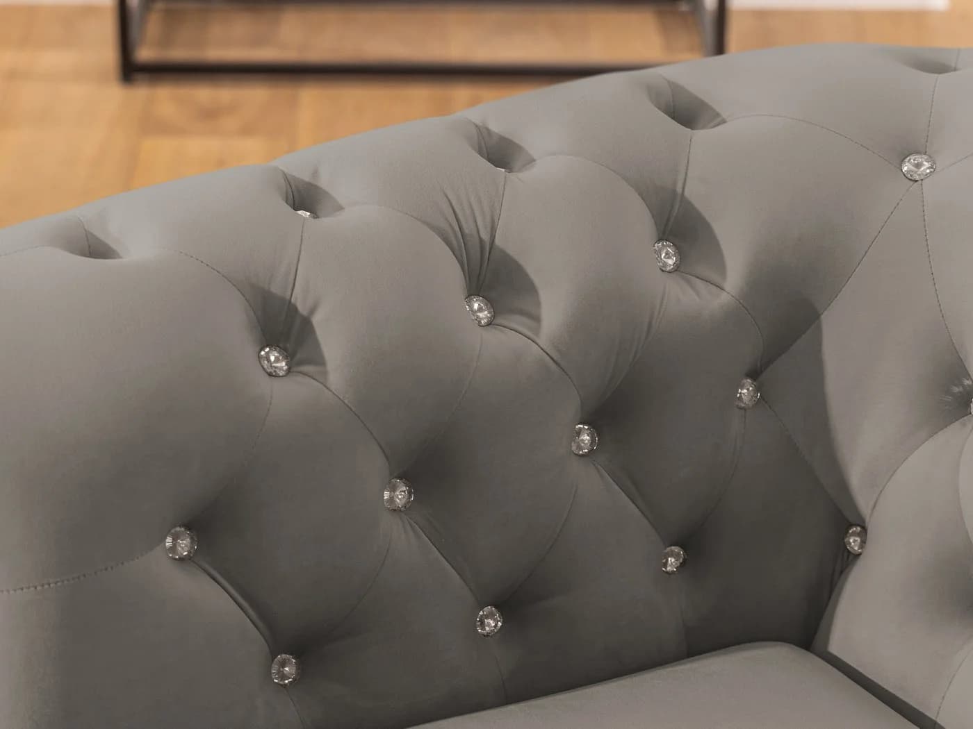 S-Style Möbel Ecksofa Chesterfield L-Form Cleo Blink Samt Grau - Bild 5