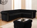 S-Style Möbel Ecksofa Chesterfield Cleo Blink Samt Schwarz mit Schlaffunktion Bild 2