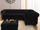 S-Style Möbel Ecksofa Chesterfield Cleo Blink Samt Schwarz mit Schlaffunktion Bild 3