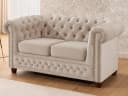 S-Style Möbel Chesterfield Polstergarnitur Beige Samt Kristallsteppung 3+2 Bild 3