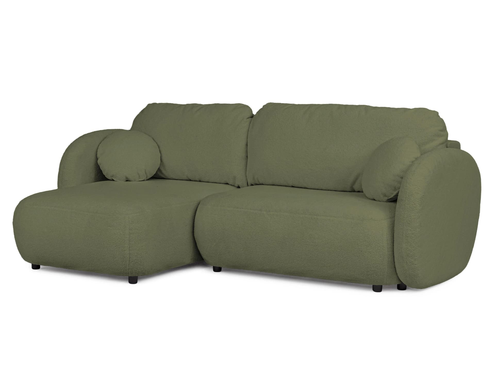 Ecksofa Candy mit Schlaffunktion Grün Bouclé-Stoff