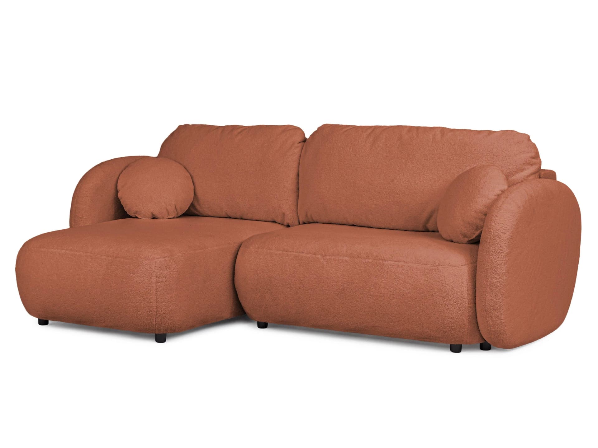 Candy Ecksofa mit Schlaffunktion Terrakotta Bouclé