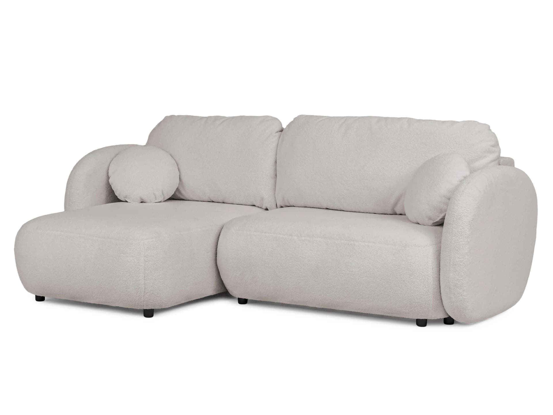 Ecksofa Candy mit Schlaffunktion Hellgrau Bouclé