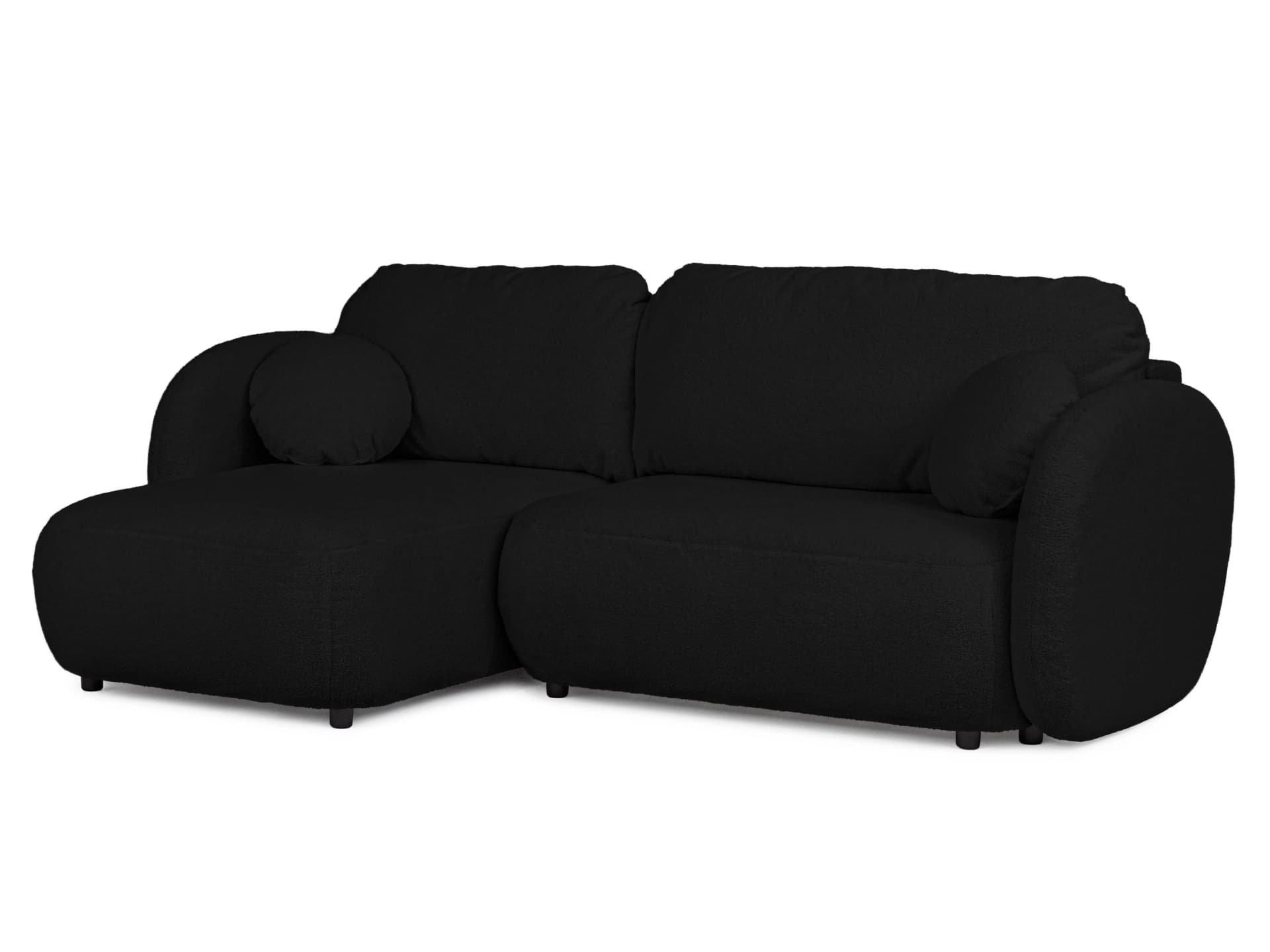 Candy Ecksofa mit Schlaffunktion Schwarz Bouclé