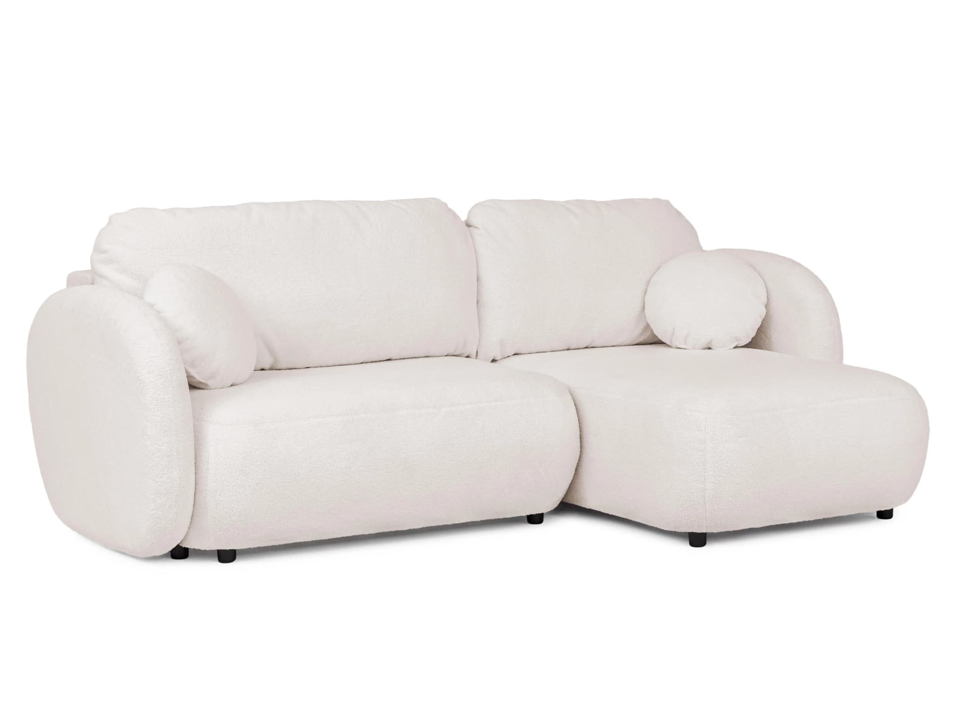 Ecksofa Candy mit Schlaffunktion Weiß Bouclé Stoff