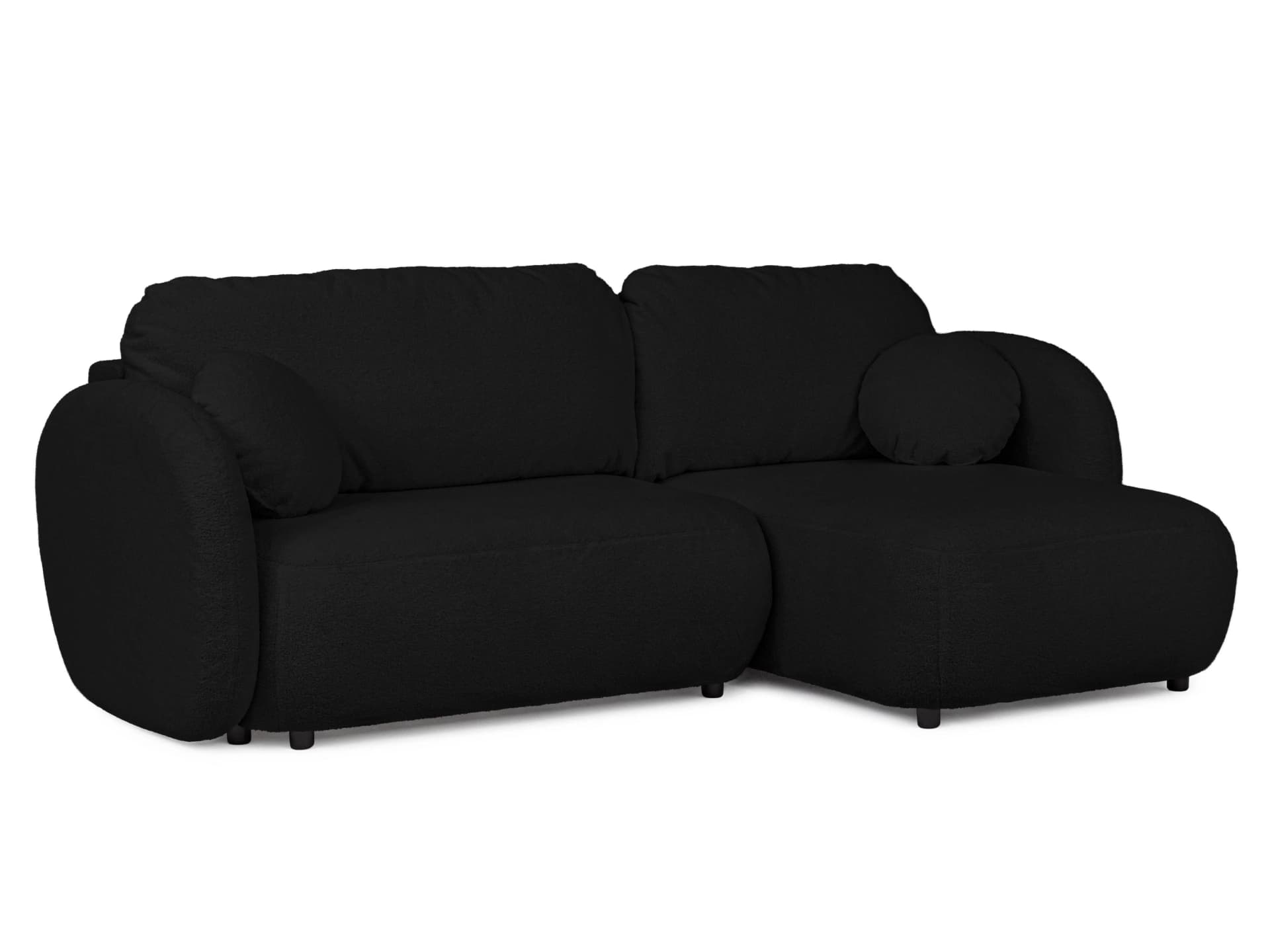 Candy Ecksofa mit Schlaffunktion Schwarz Bouclé