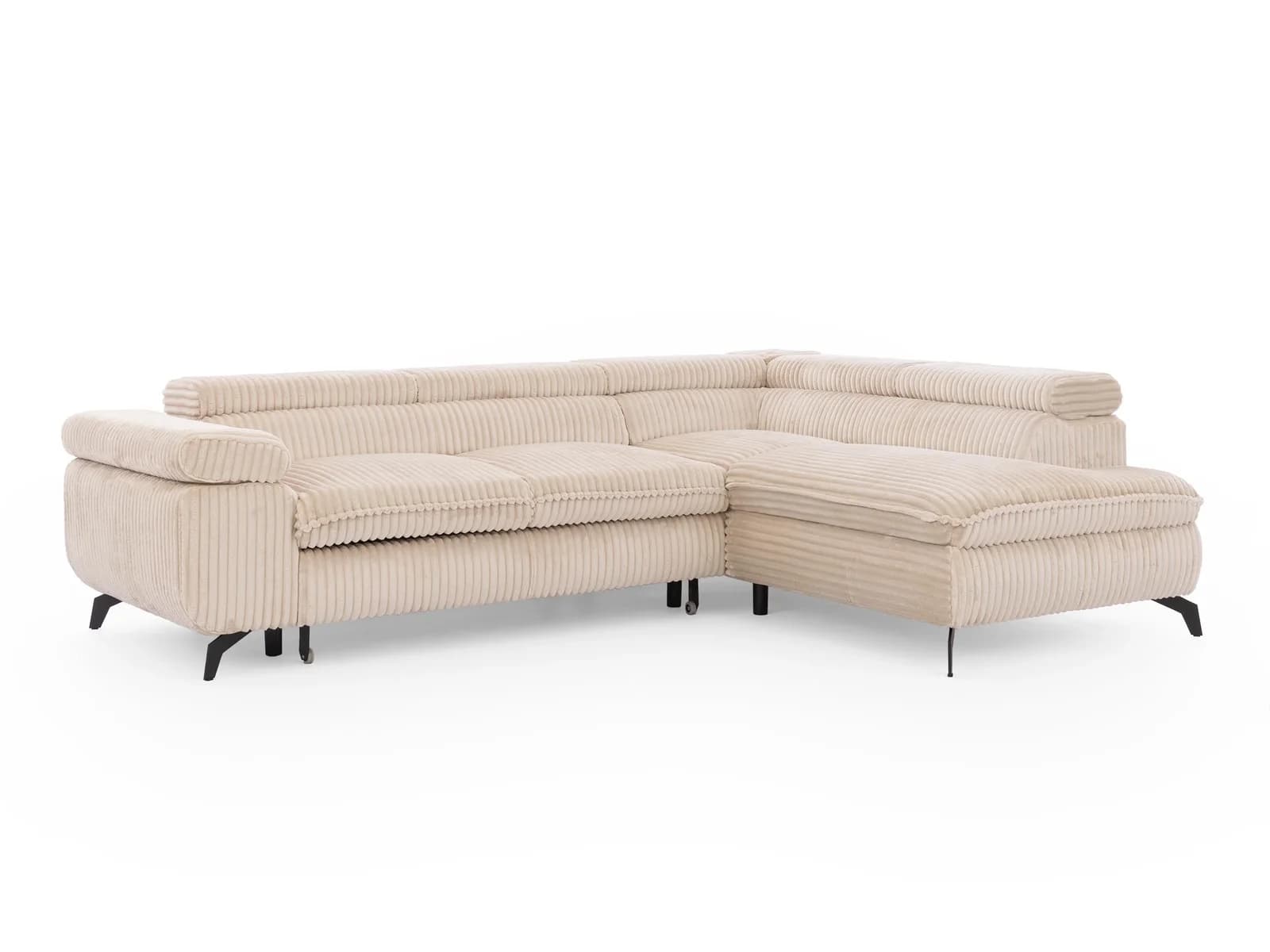 S-Style Möbel Ecksofa Bonnie mit Schlaffunktion Bettkasten und Kopfteilverstellung, Cordstoff