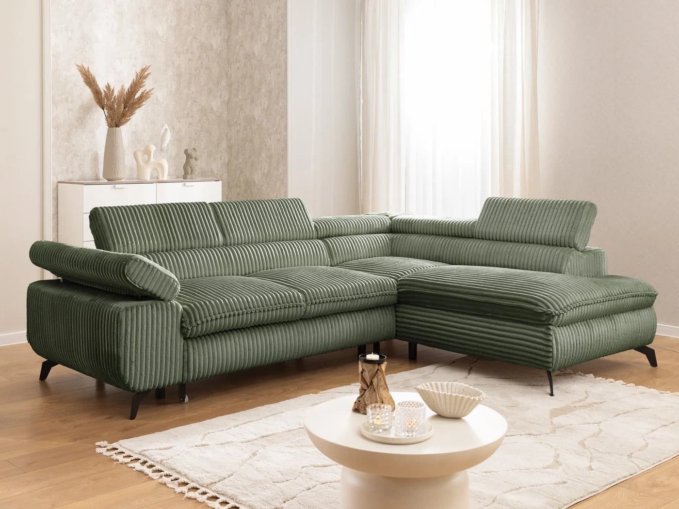 S-Style Möbel Ecksofa Bonnie mit Schlaffunktion, Cordstoff, Bettkasten - Bild 2