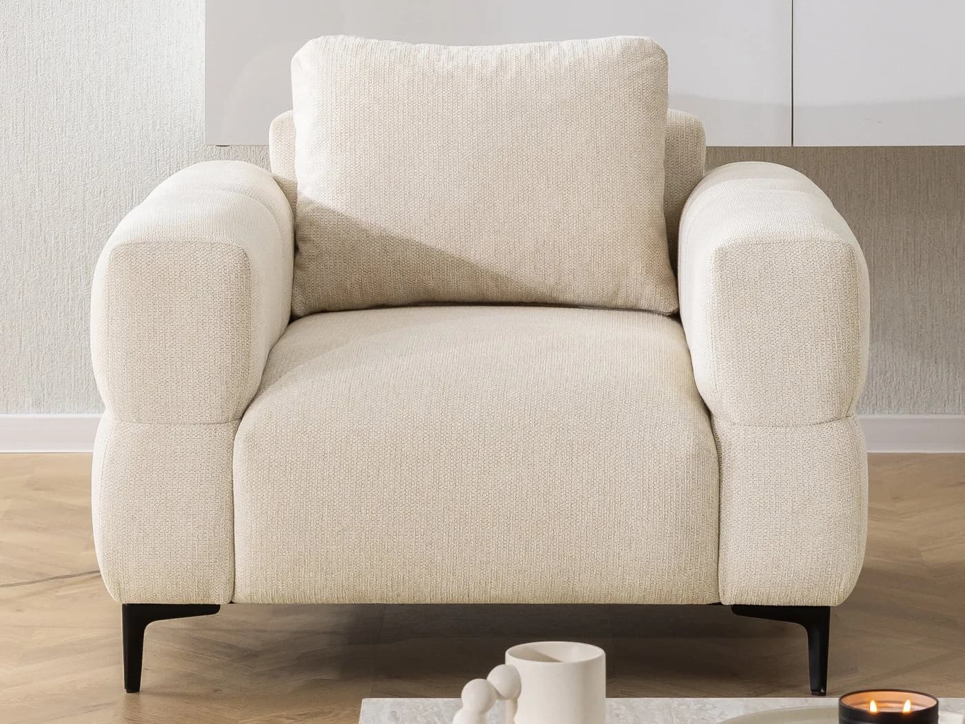 S-Style Möbel Sessel Cardea Bubble-Optik Strukturstoff Wellenfederung