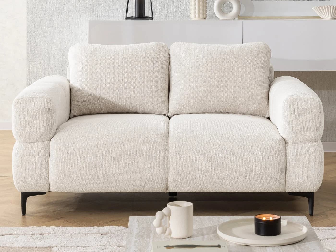 S-Style Möbel 2-Sitzer Sofa Cardea in Bubble-Optik aus weichem Strukturstoff