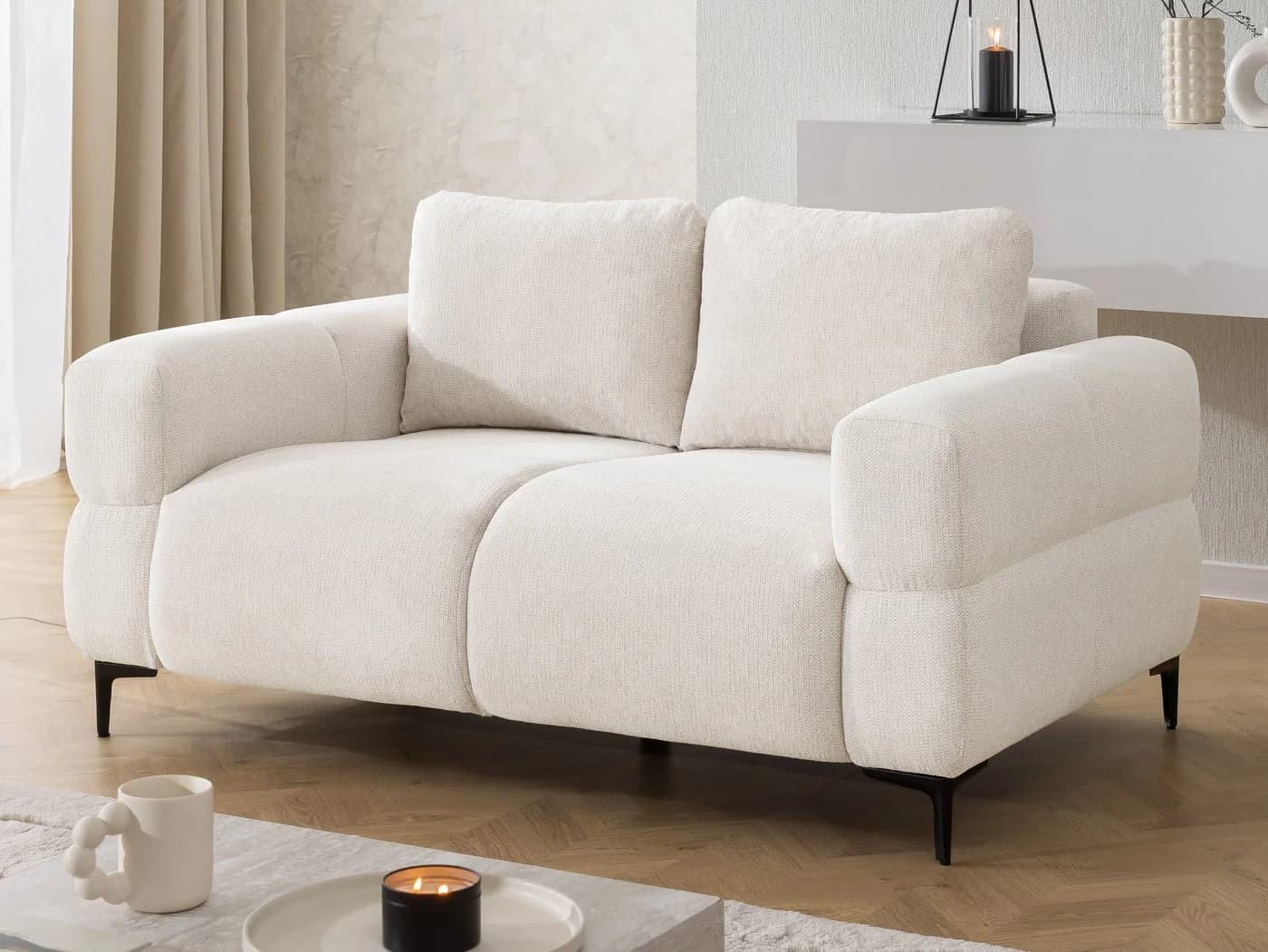 S-Style Möbel 2-Sitzer Sofa Cardea in Bubble-Optik aus weichem Strukturstoff - Bild 2
