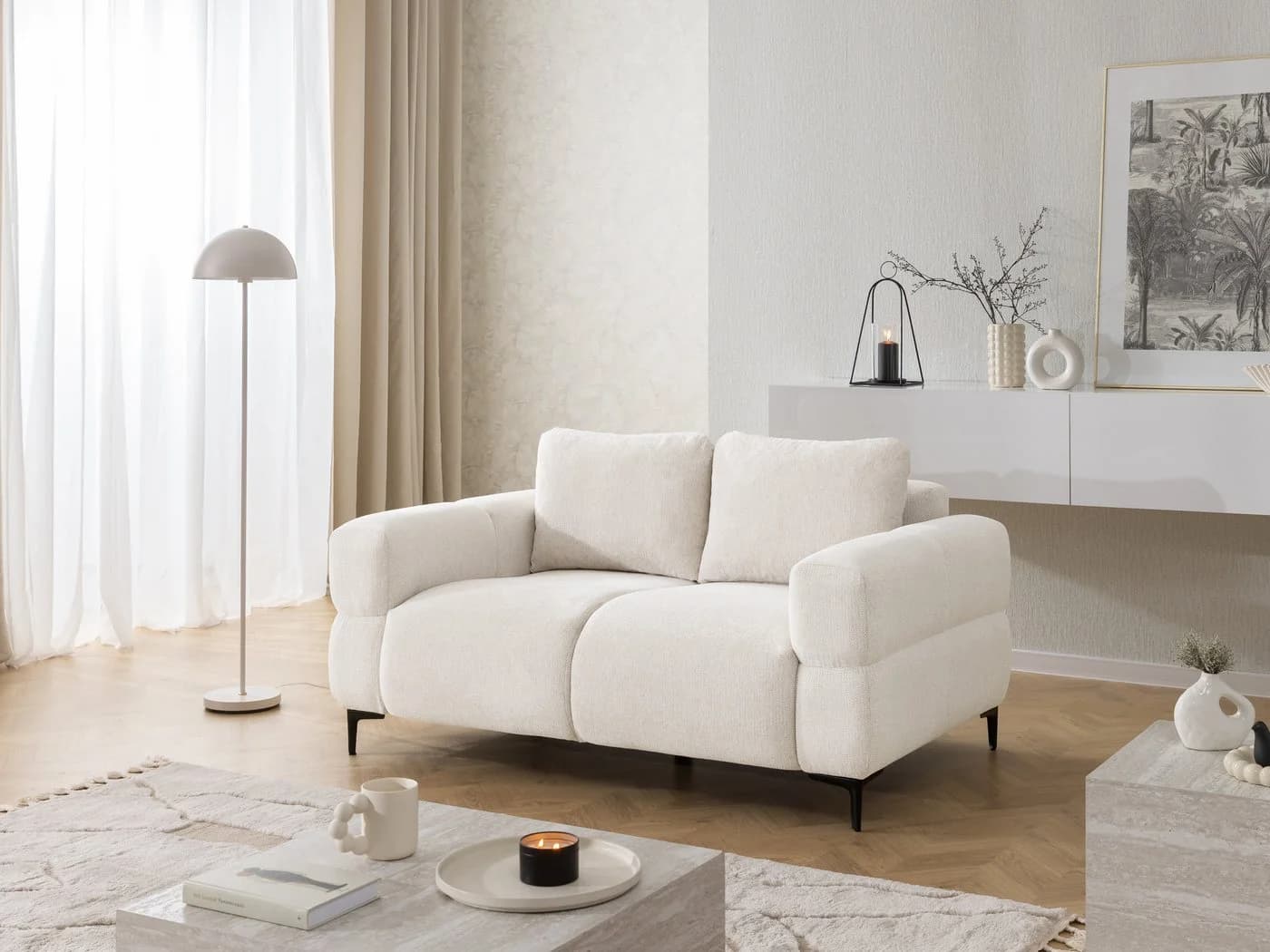 S-Style Möbel 2-Sitzer Sofa Cardea in Bubble-Optik aus weichem Strukturstoff - Bild 5