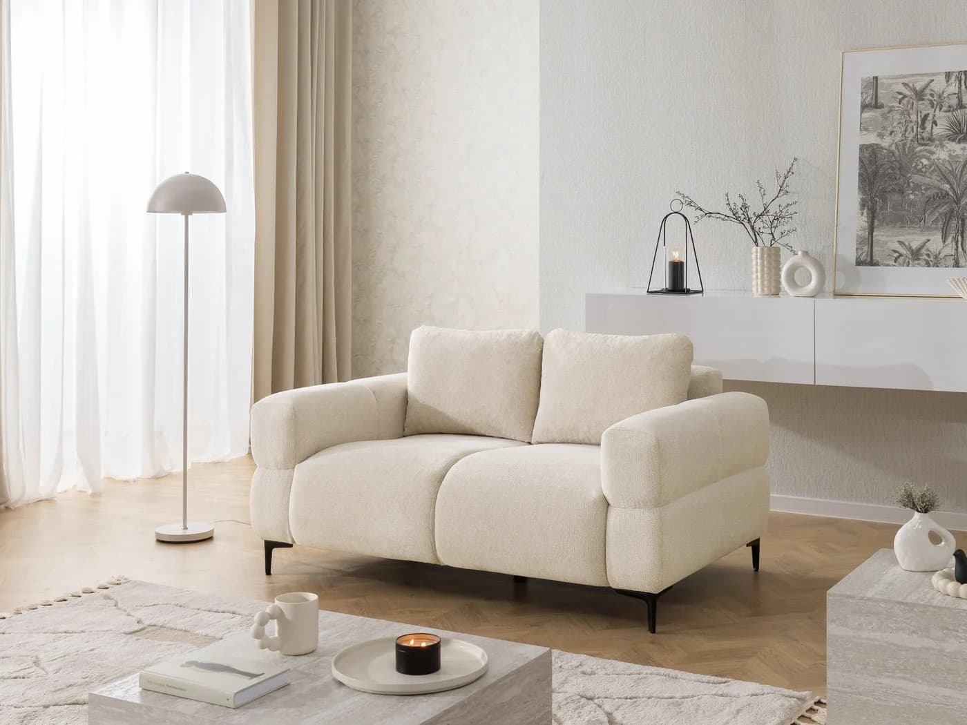 S-Style Möbel 2-Sitzer Sofa Cardea Bubble-Optik Strukturstoff - Bild 5