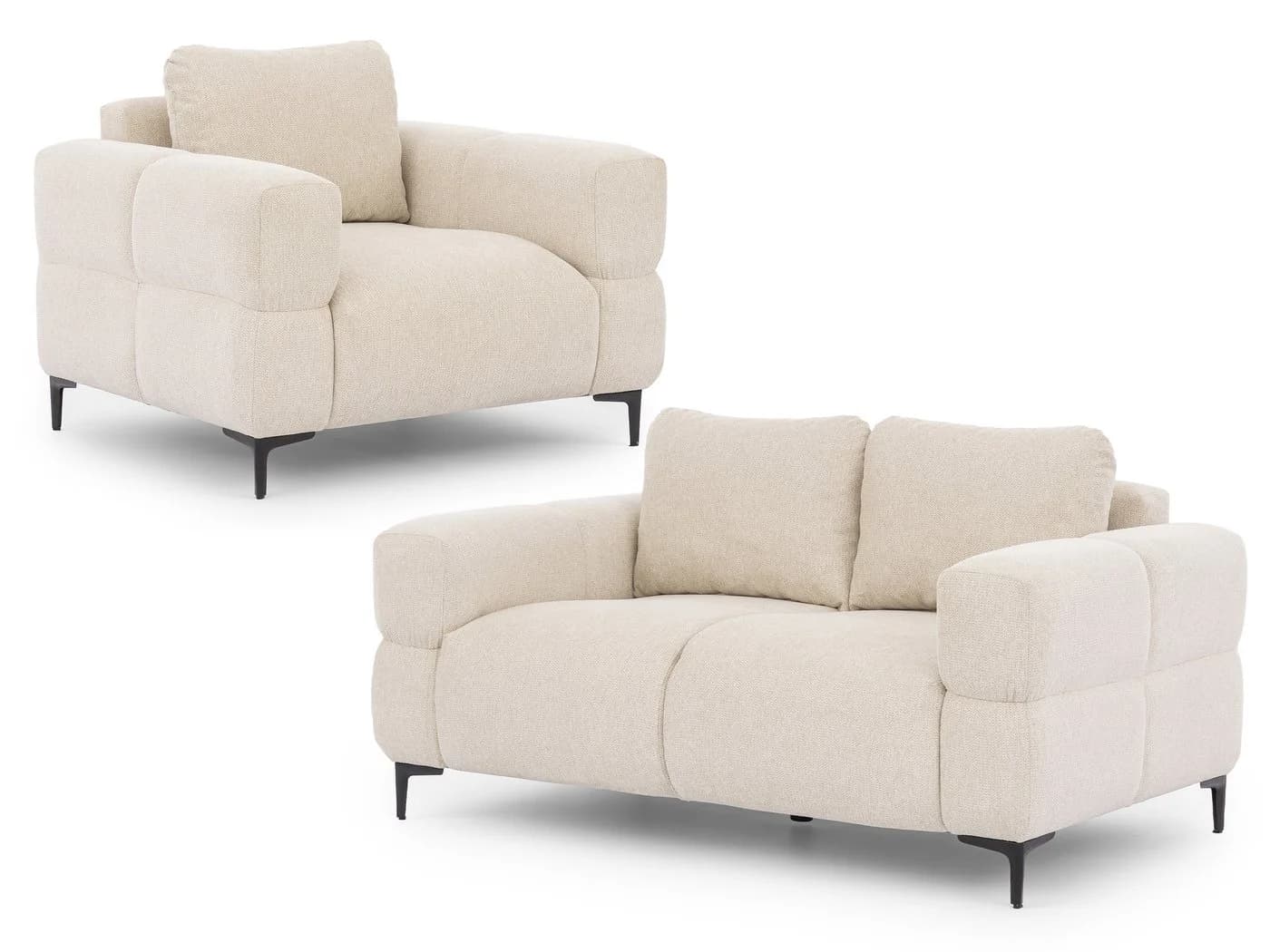 S-Style Möbel Polstergarnitur Cardea Beige Bubble-Optik - Bild 2
