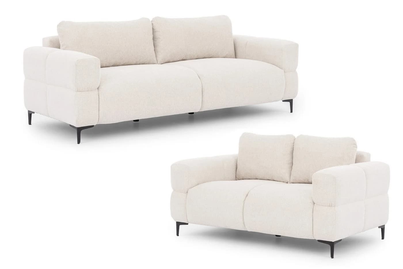 S-Style Möbel Polstergarnitur 3+2 Cardea Beige Bubble-Optik - Bild 2