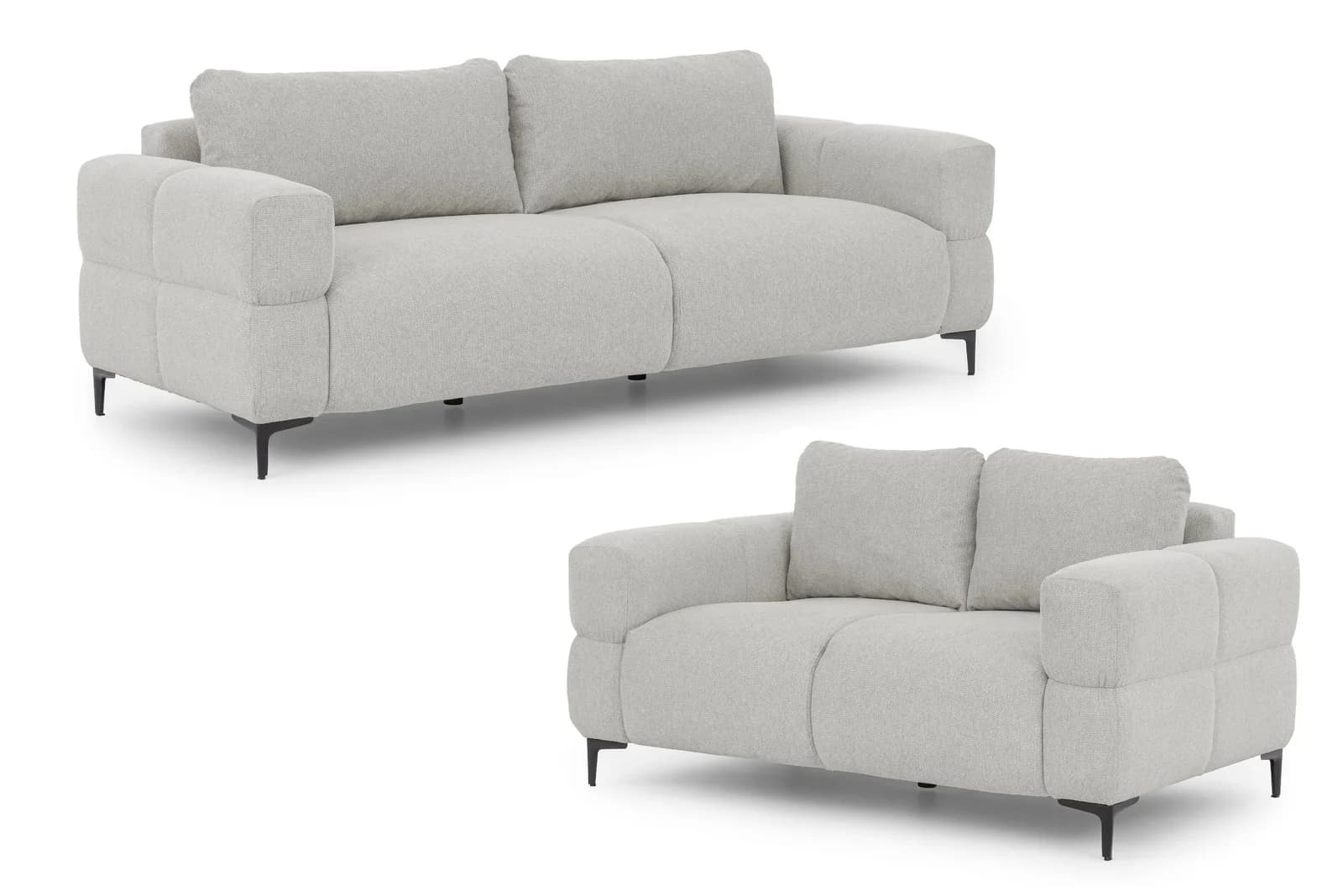 SITZGARNITUR 3+2 Cardea Bubble-Optik Hellgrau Strukturstoff