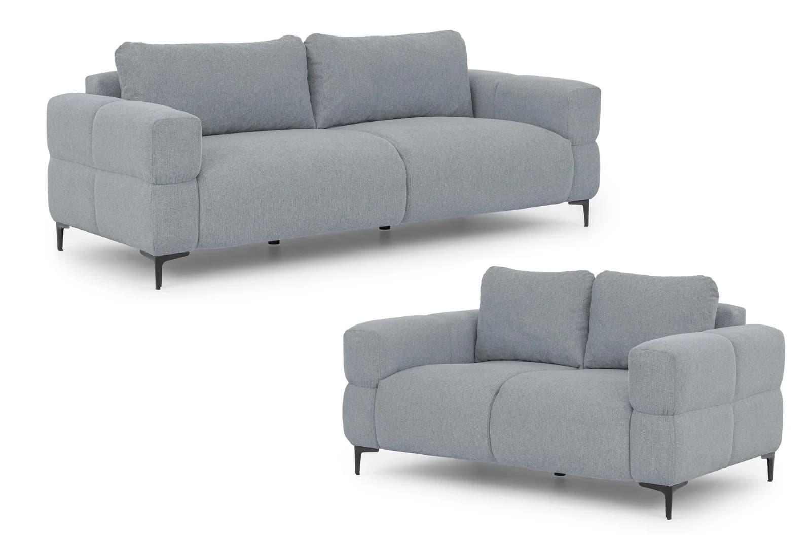 SITZGARNITUR 3+2 Cardea Grau Strukturstoff Bubble-Optik