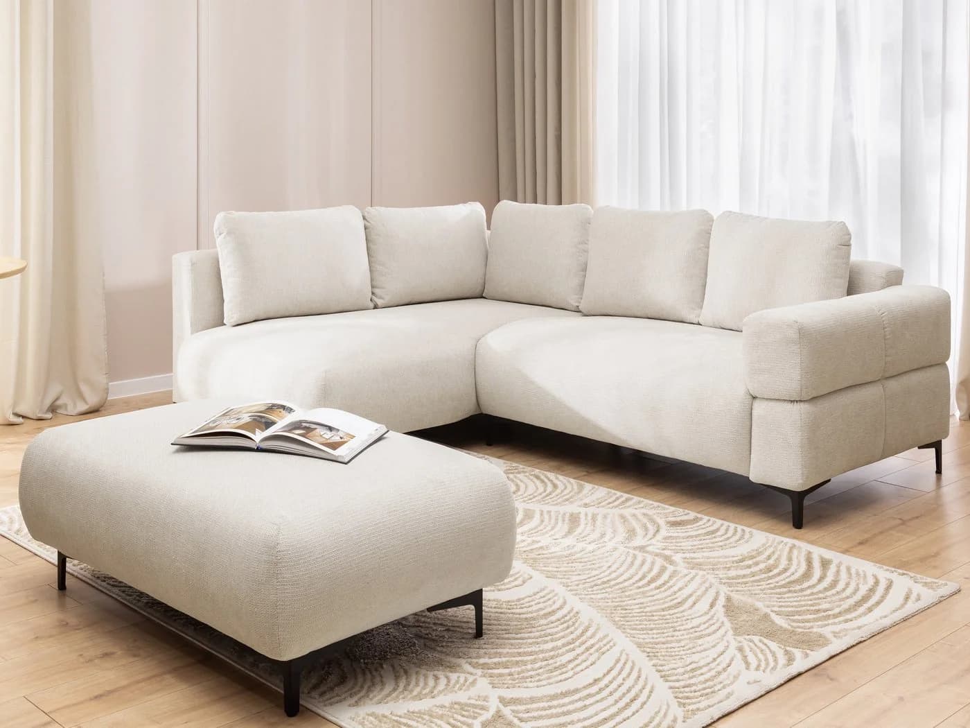 S-Style Möbel Polsterhocker Cardea Creme Bubble-Optik Modern