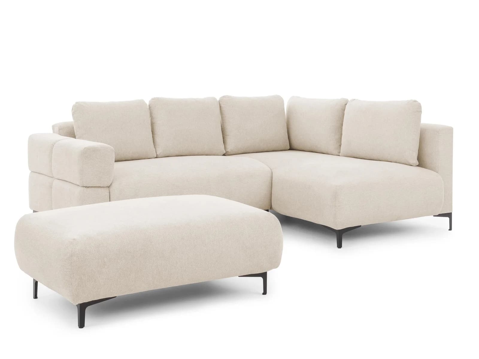 ECKSOFA Cardea mit Schlaffunktion & Hocker Hellbeige