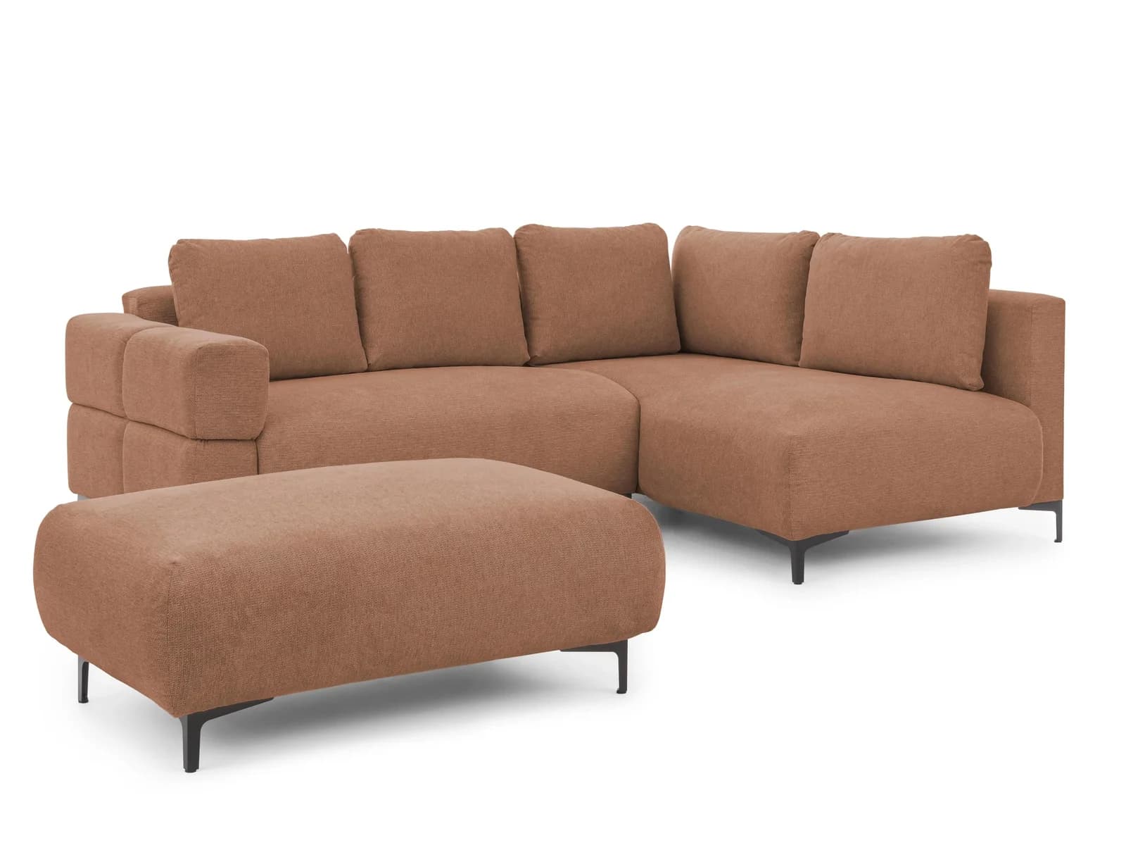ECKSOFA Cardea mit Schlaffunktion & Hocker Terrakotta Bubble-Optik