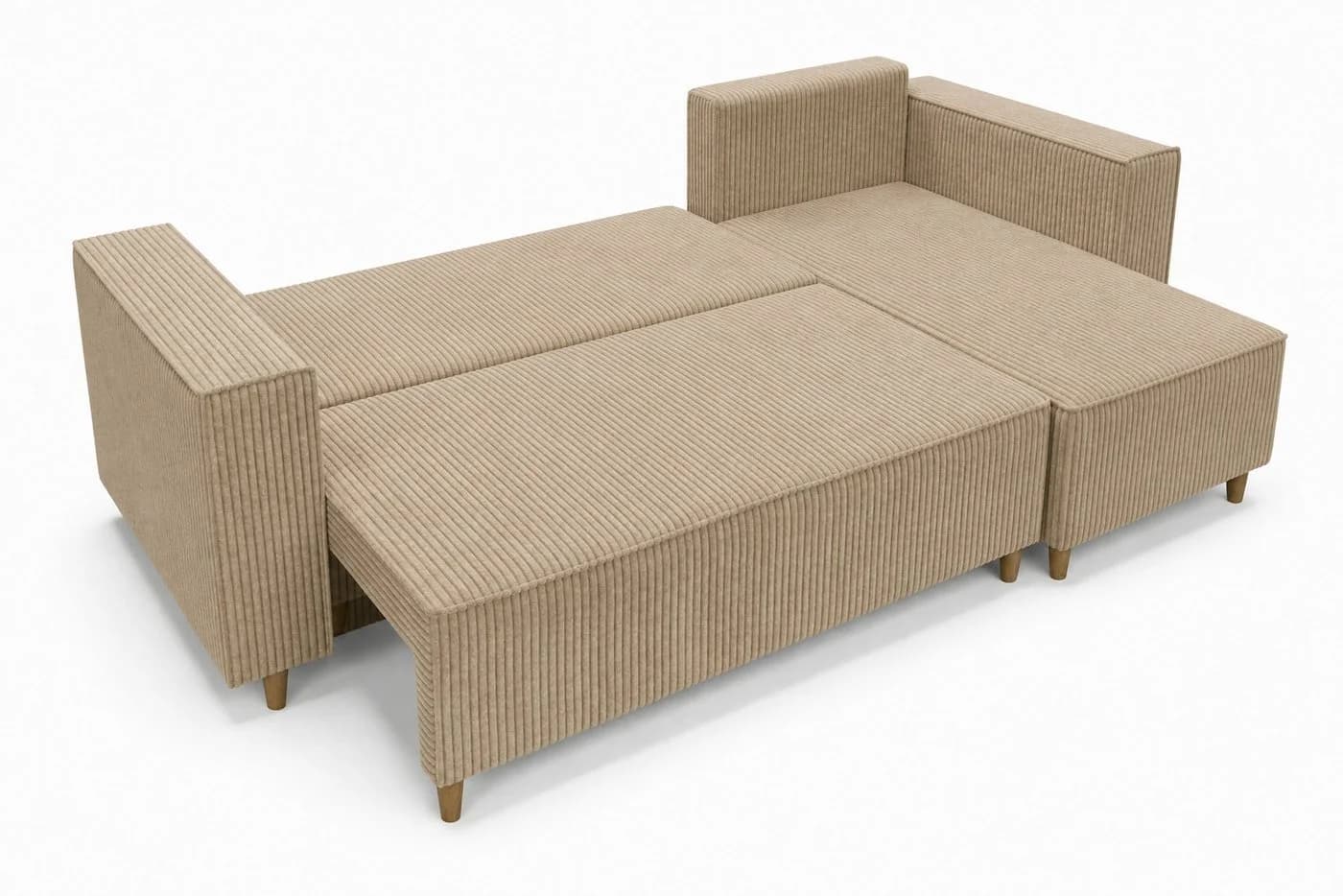 MARPUR Ecksofa RIO Cordstoff Beige mit Schlaffunktion und Bettkasten - Bild 4