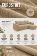 MARPUR Ecksofa RIO Cordstoff Beige mit Schlaffunktion und Bettkasten Bild 5