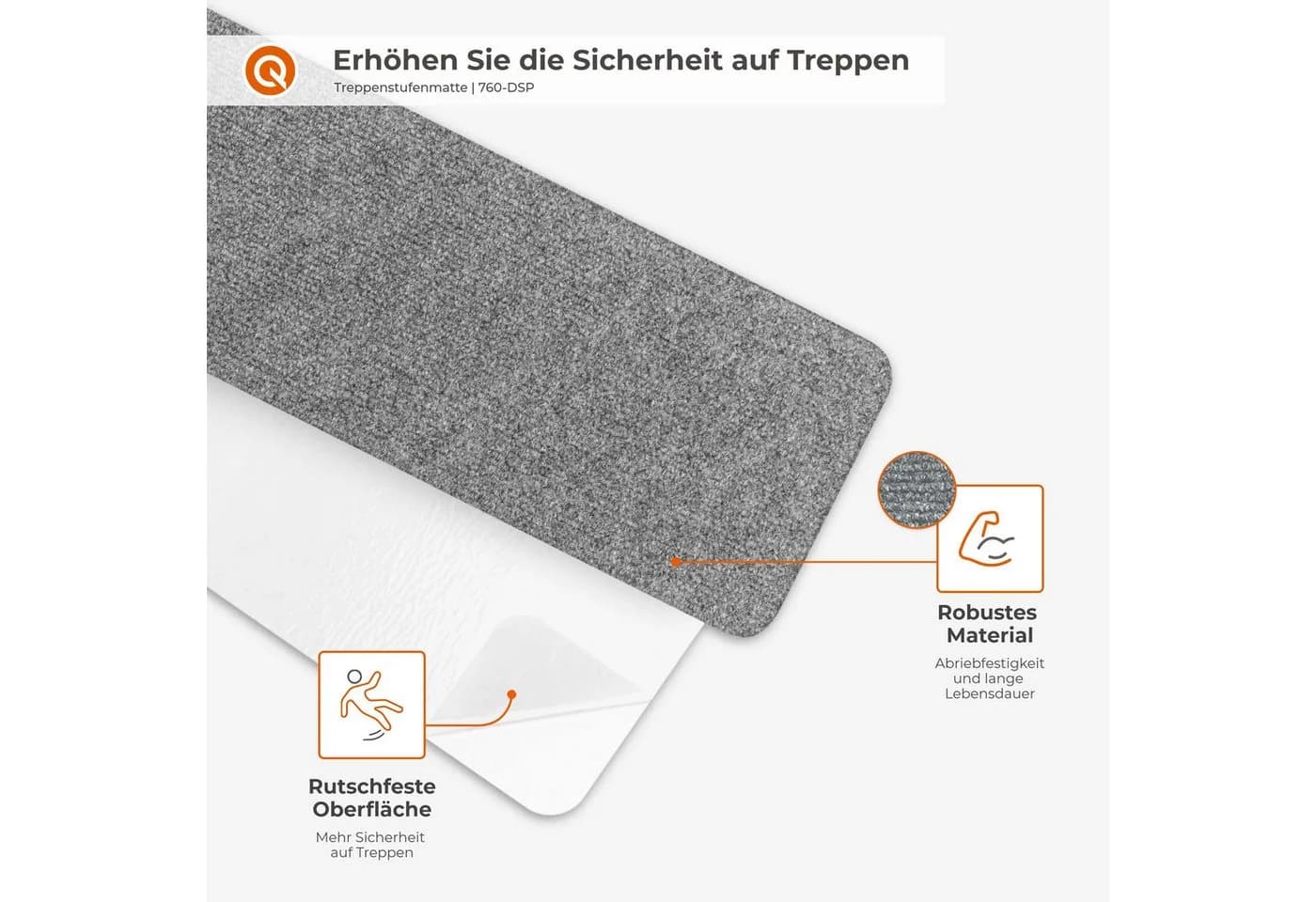 Quest Stufenmatte selbstklebend rutschfest Schwarz 15er-Set - Bild 4