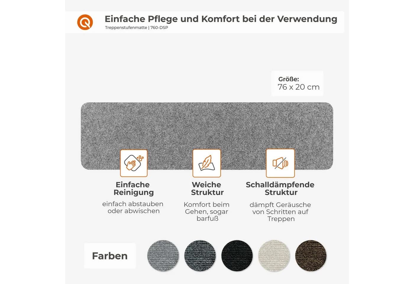 Quest Stufenmatte selbstklebend rutschfest Schwarz 15er-Set - Bild 5