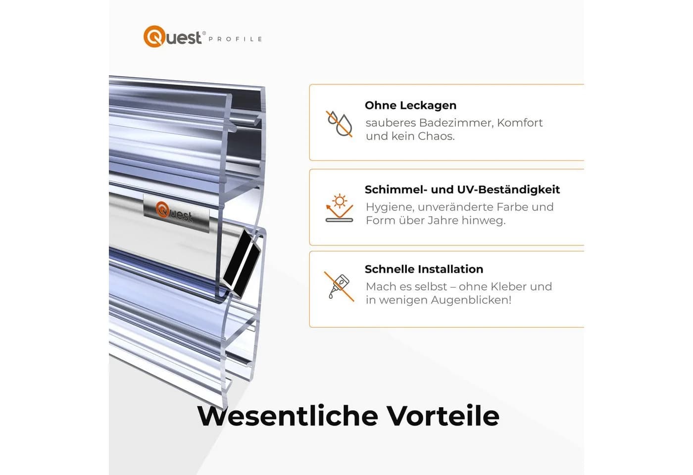 Quest Magnetdichtung 90° für Eckduschen 200 cm transparent - Bild 4