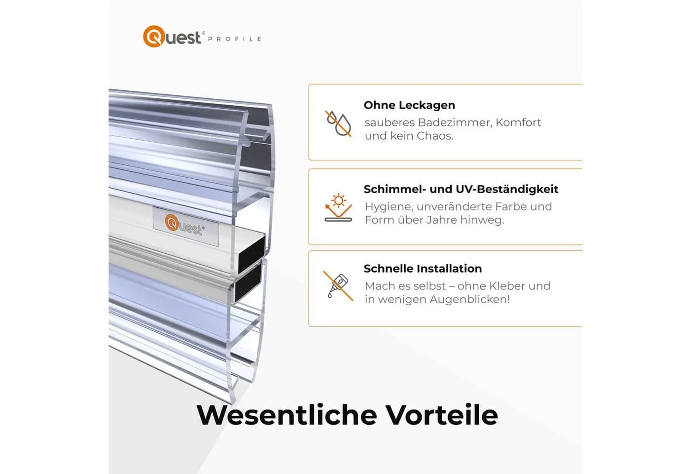 Quest Magnet-Duschdichtung gerade 200 cm transparent - Bild 4