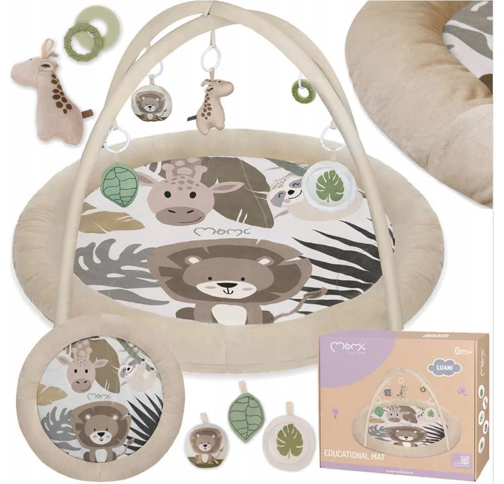 MoMi Baby Spielmatte LUANI Beige mit Spielbogen & Spiegel - Bild 3