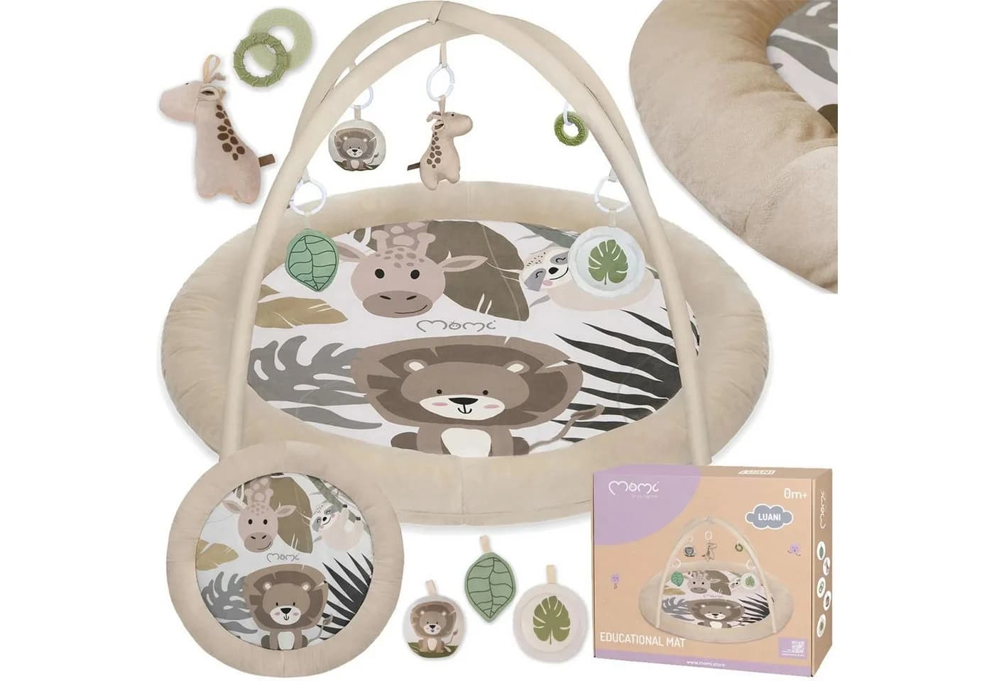 MoMi Baby Spielmatte LUANI Beige mit Spielbogen & Spiegel - Bild 4