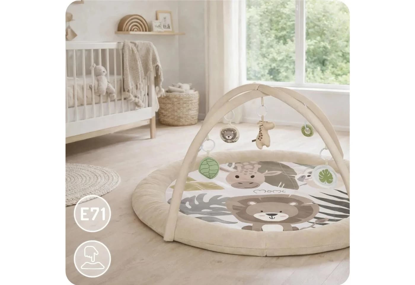 MoMi Baby Spielmatte LUANI Beige mit Spielbogen & Spiegel - Bild 5