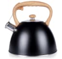 Vilde Wasserkessel Pfeifkessel Edelstahl schwarz mit Holzimitatgriff Bild 2
