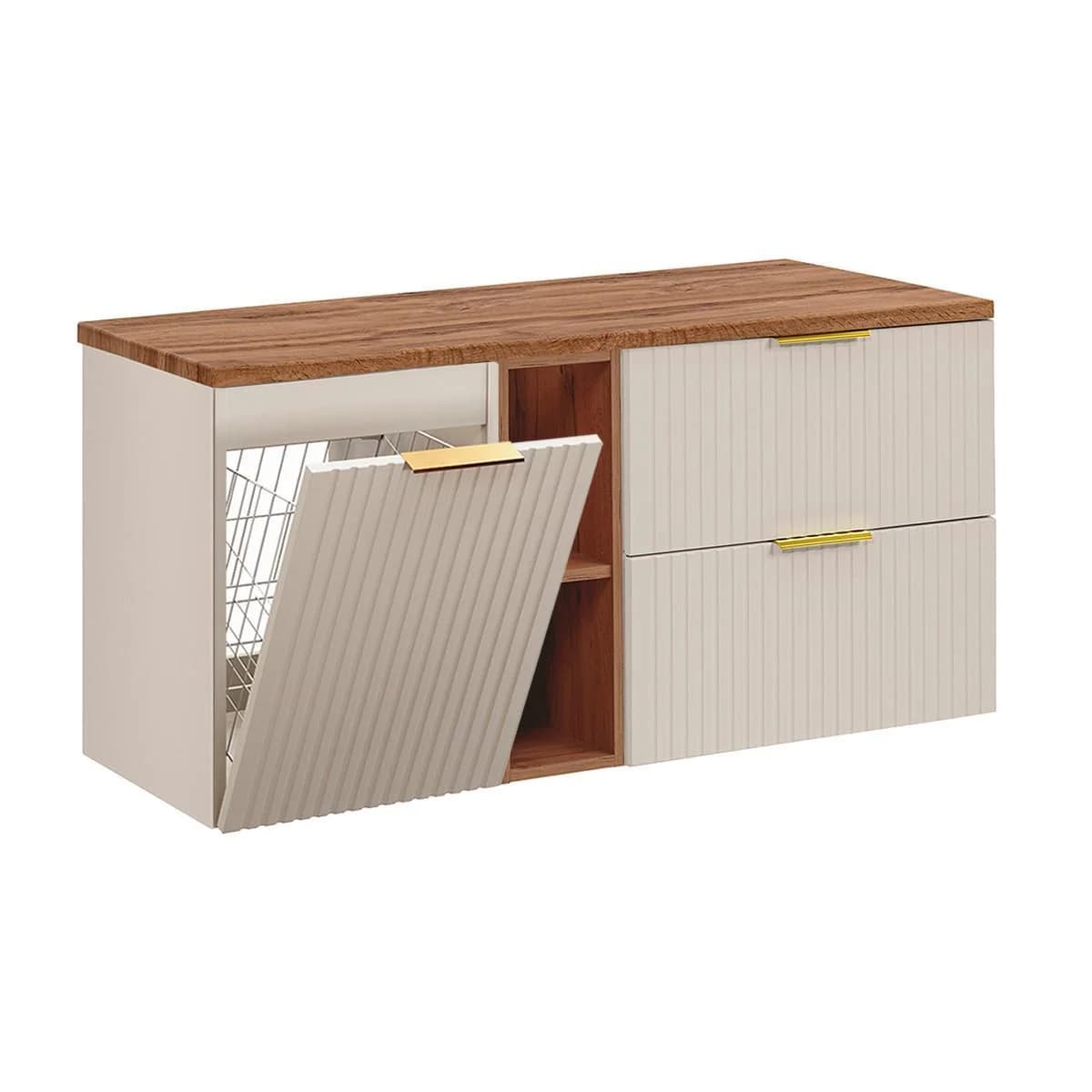 Waschtischunterschrank Adriel 120,8 cm Beige Holz