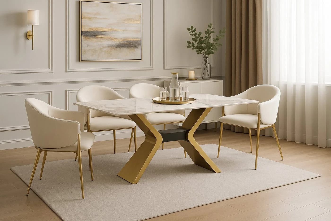 Livin Hill Esstisch Modig mit Marmoroptik und goldenen X-Beinen