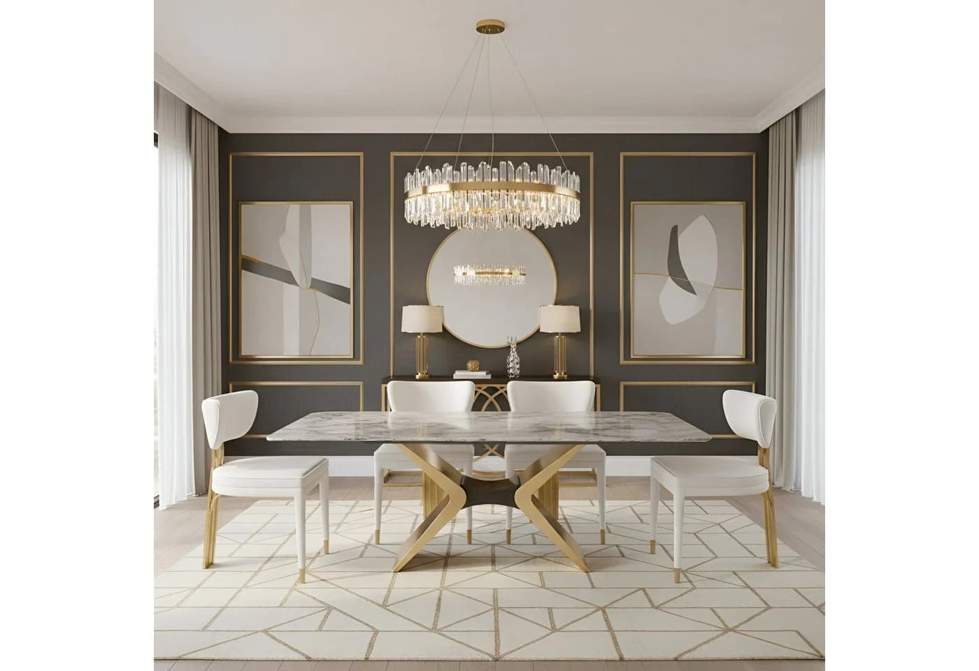 Livin Hill Esstisch Modig mit Marmoroptik und goldenen X-Beinen - Bild 3