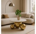 Livin Hill Couchtisch Modig Gold Weiß Sinterstein Marmoroptik Bild 1