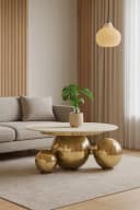 Livin Hill Couchtisch Modig Gold Weiß Sinterstein Marmoroptik Bild 3