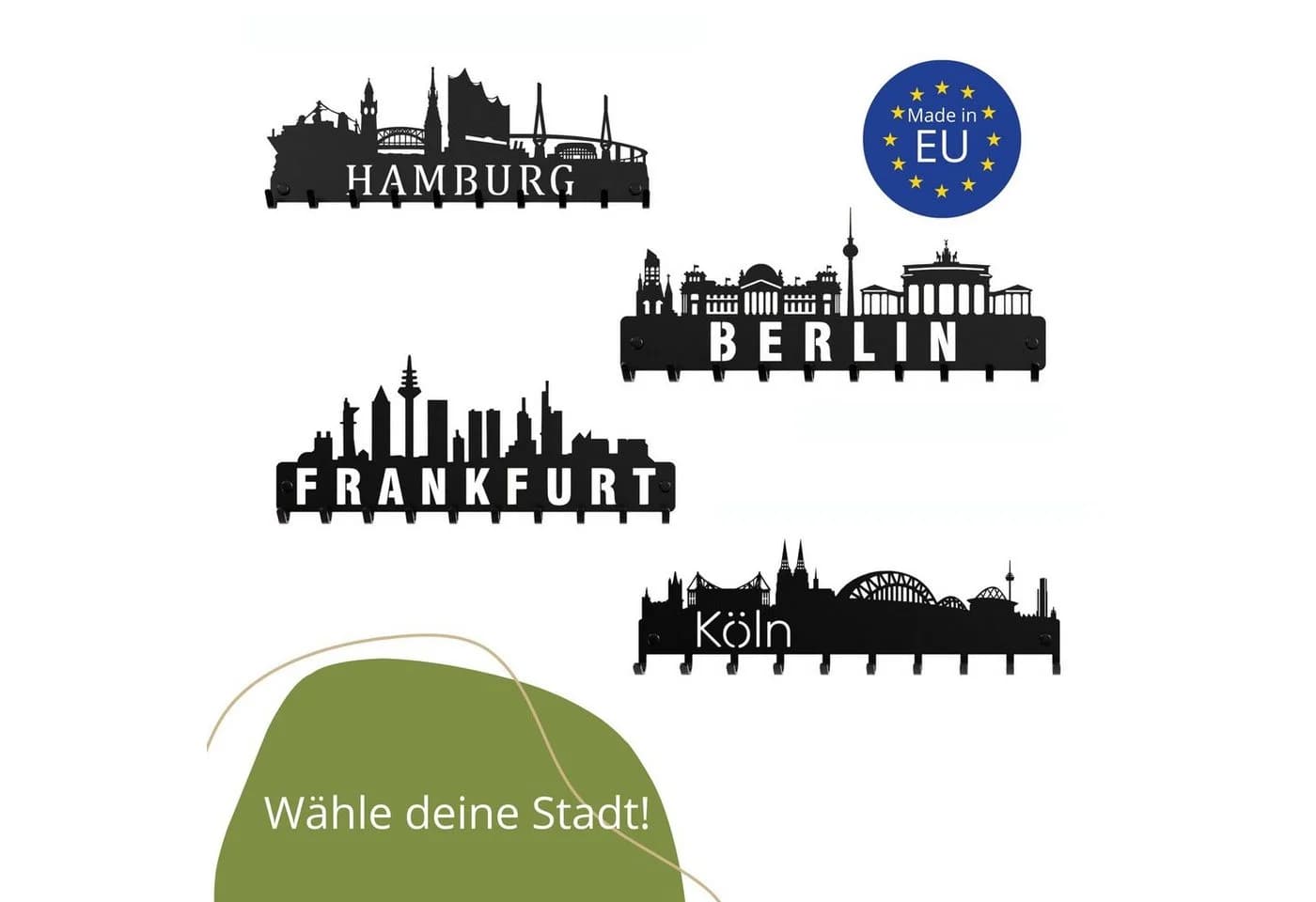 NOGGI Schlüsselleiste Hamburg mit 10 Haken & Wandbefestigung - Bild 4