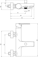 Deante Wannenarmatur SAFFRON mit Umsteller und seitlichem Griff in Chrom Bild 1