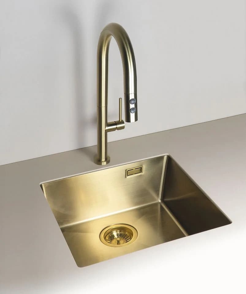 Deante Edelstahlspüle Einbauspülbecken Goldfarben eckig 55 cm - Bild 3