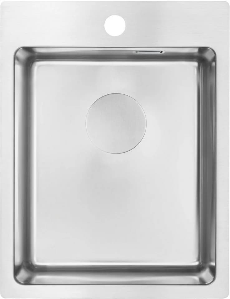 Deante Edelstahlspüle Einbauspülbecken Chrom eckig 39 cm mit Raumsparsiphon
