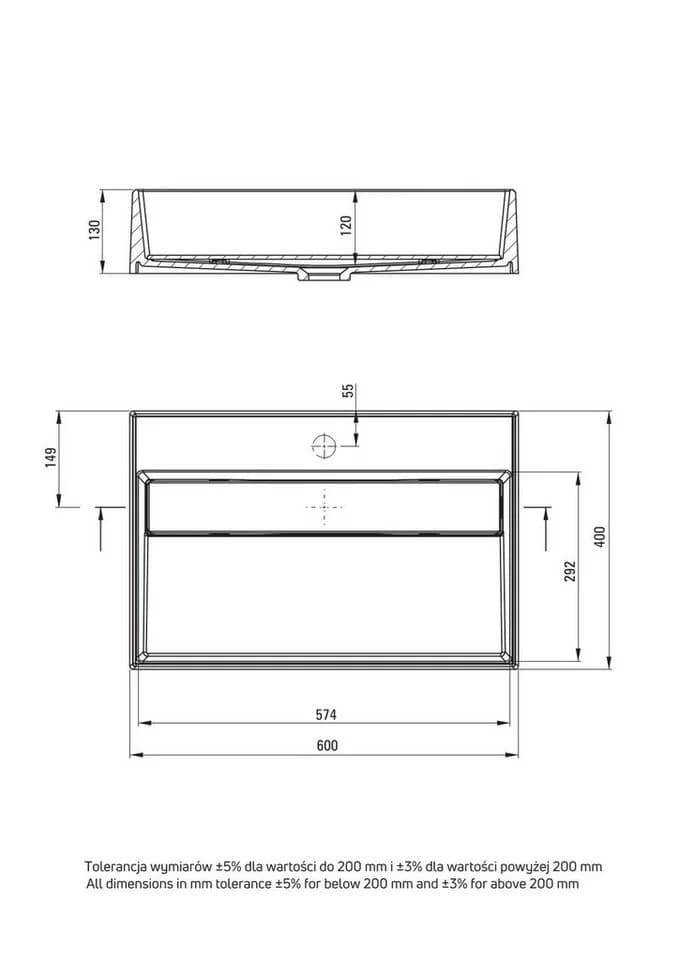 Deante Aufsatzwaschbecken Weiß Granitoptik 60 cm Komplett-Set - Bild 4