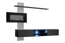 ASM-Moebel Wohnwand Flame E mit Elektrokamin und LED Schwarz Bild 1