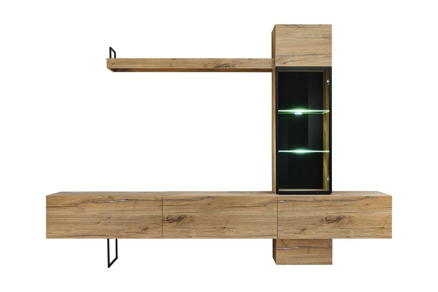 ASM-Moebel Wohnwand RISE mit LED-Beleuchtung und Push-Click-System