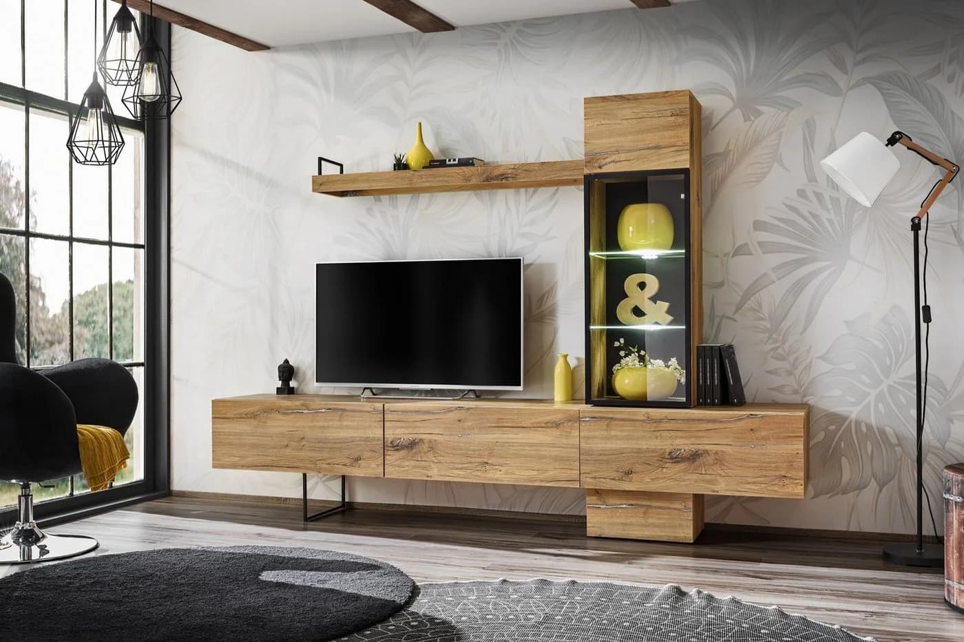 ASM-Moebel Wohnwand RISE mit LED-Beleuchtung und Push-Click-System - Bild 2