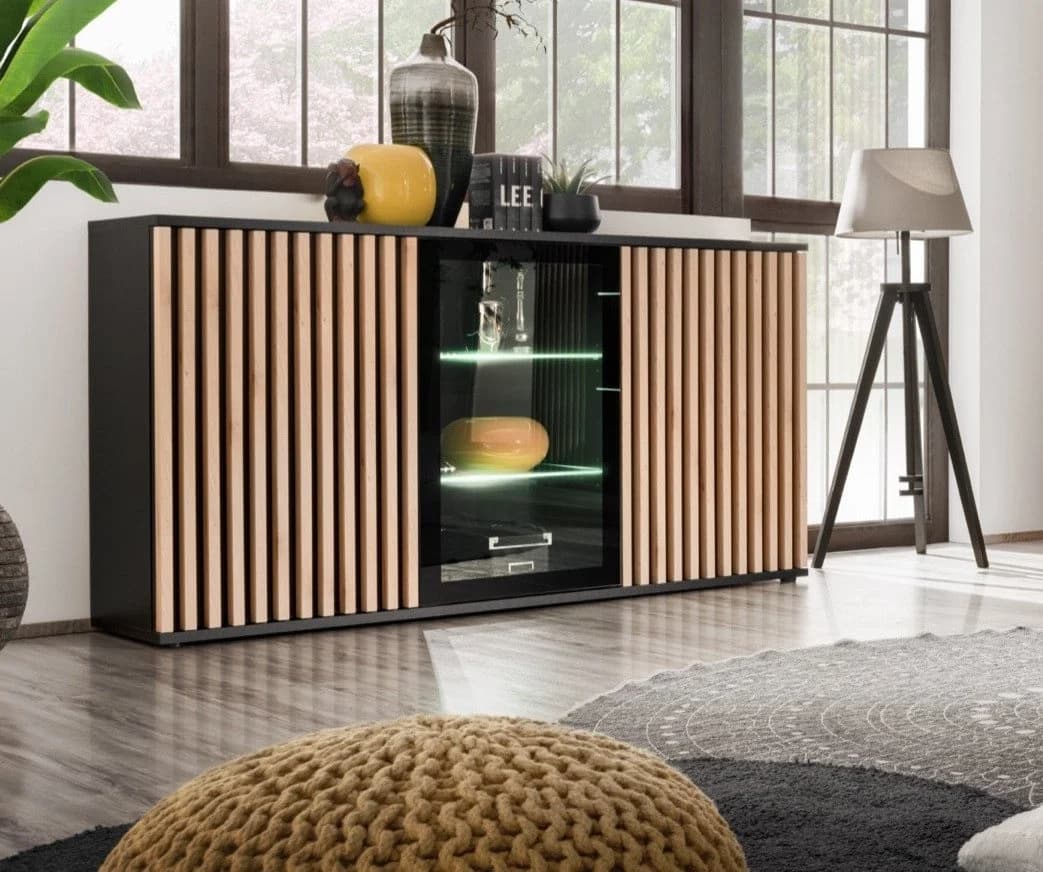 ASM-Moebel Kommode Anrichte CAMERON ZHJ mit LED-Beleuchtung und Push-Click-System