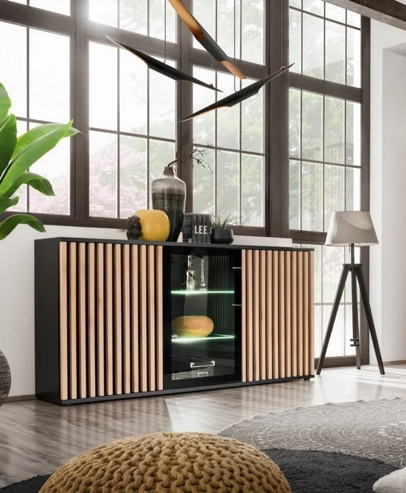 ASM-Moebel Kommode Anrichte CAMERON ZHJ mit LED-Beleuchtung und Push-Click-System - Bild 2